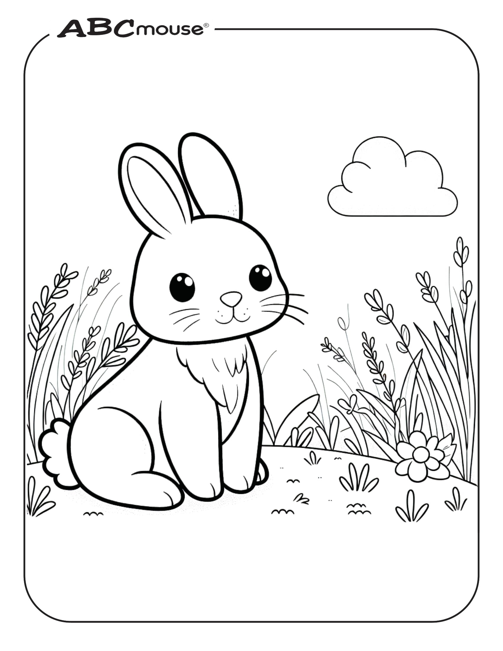 Ausmalbild Hase im Gras Kostenlos als pdf